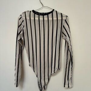 Striped Black and White Long Sleeve Bodysuit